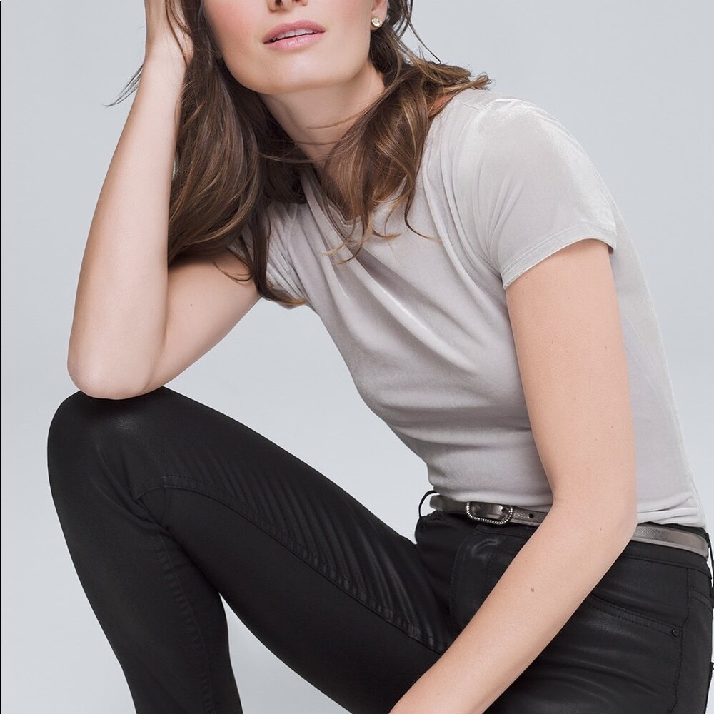 White House Black Market WHBM Short Sleeve Velvet Tee NWOT XS